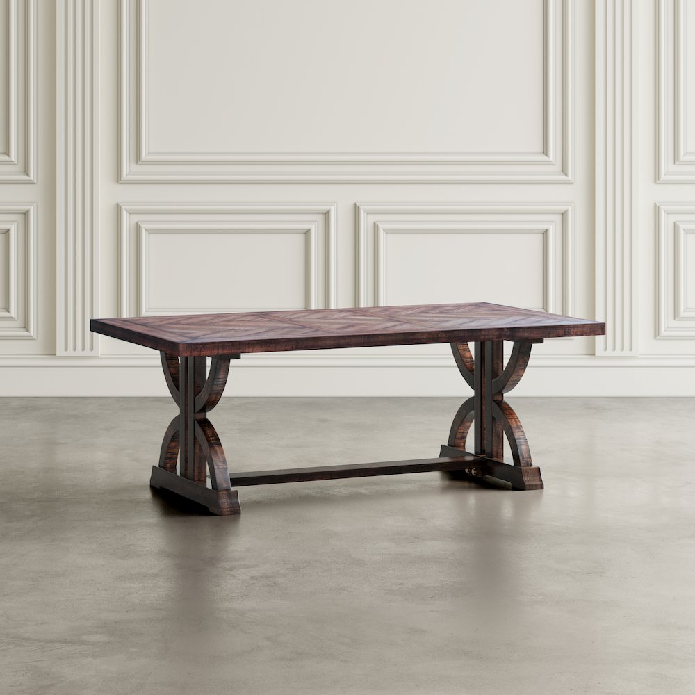 Fairview Transitional Herringbone Distressed Acacia Coffee Table