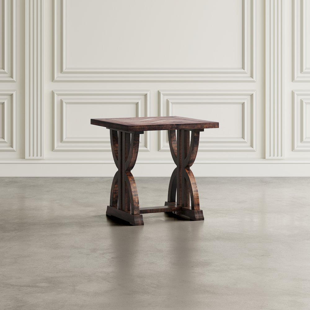 Fairview Transitional Herringbone Distressed Acacia End Table