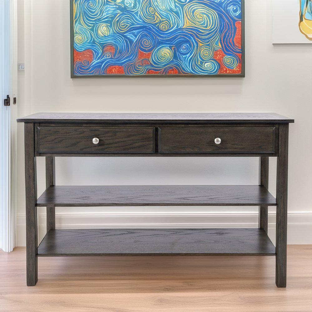 Modern Espresso Traditional 48" Sofa Console Table with Two Drawers