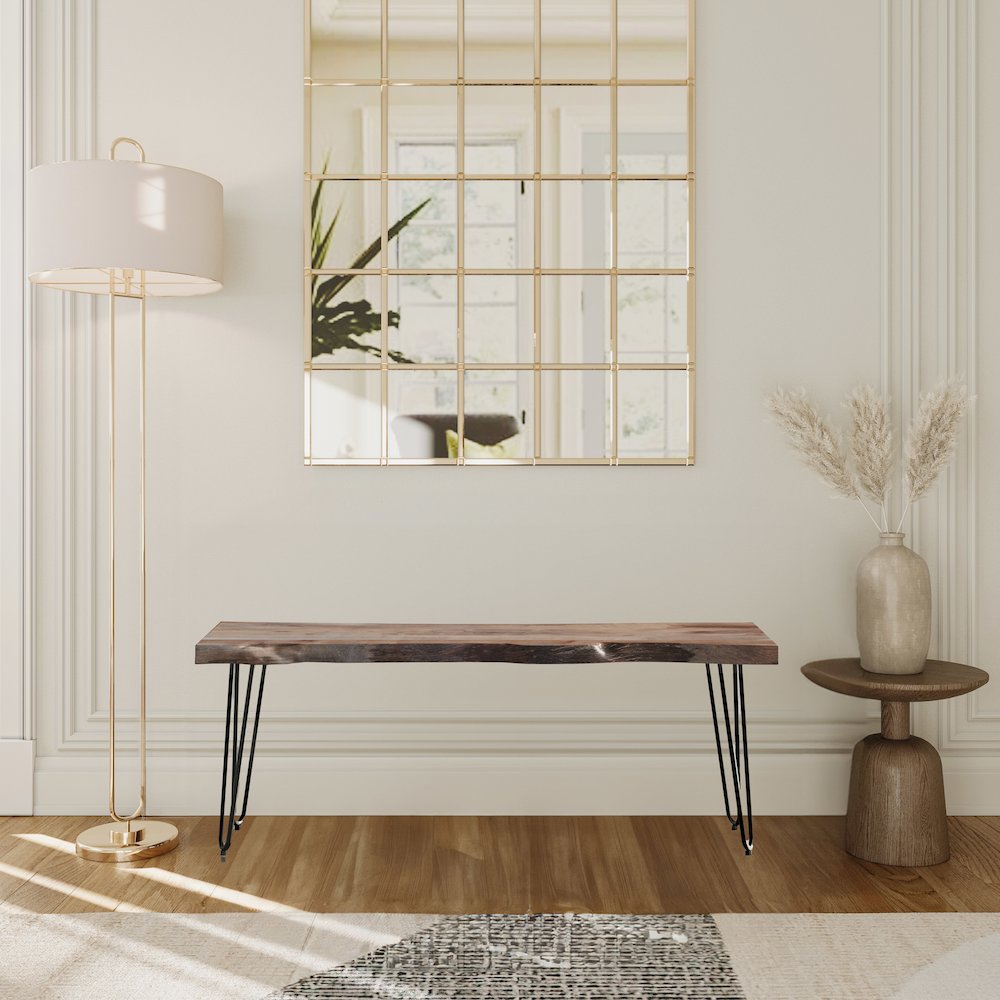 Nature's Edge 48'' Modern Solid Wood Live Edge Bench