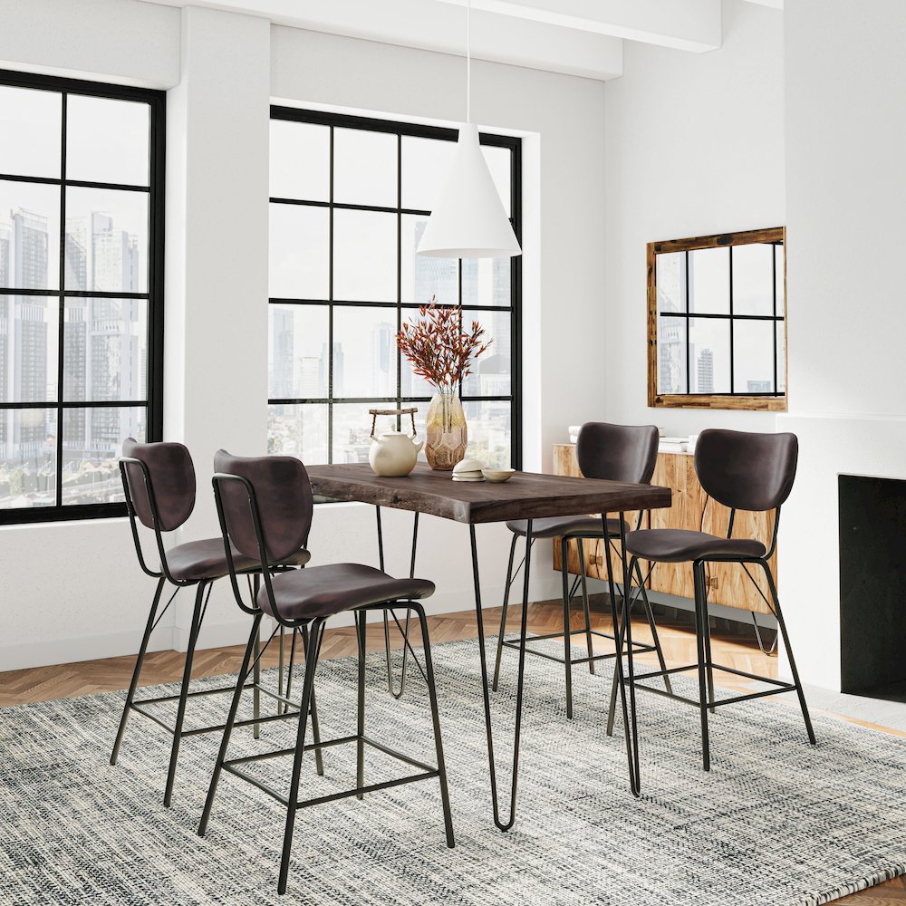 Solid Acacia Five Piece Counter Height Dining Set