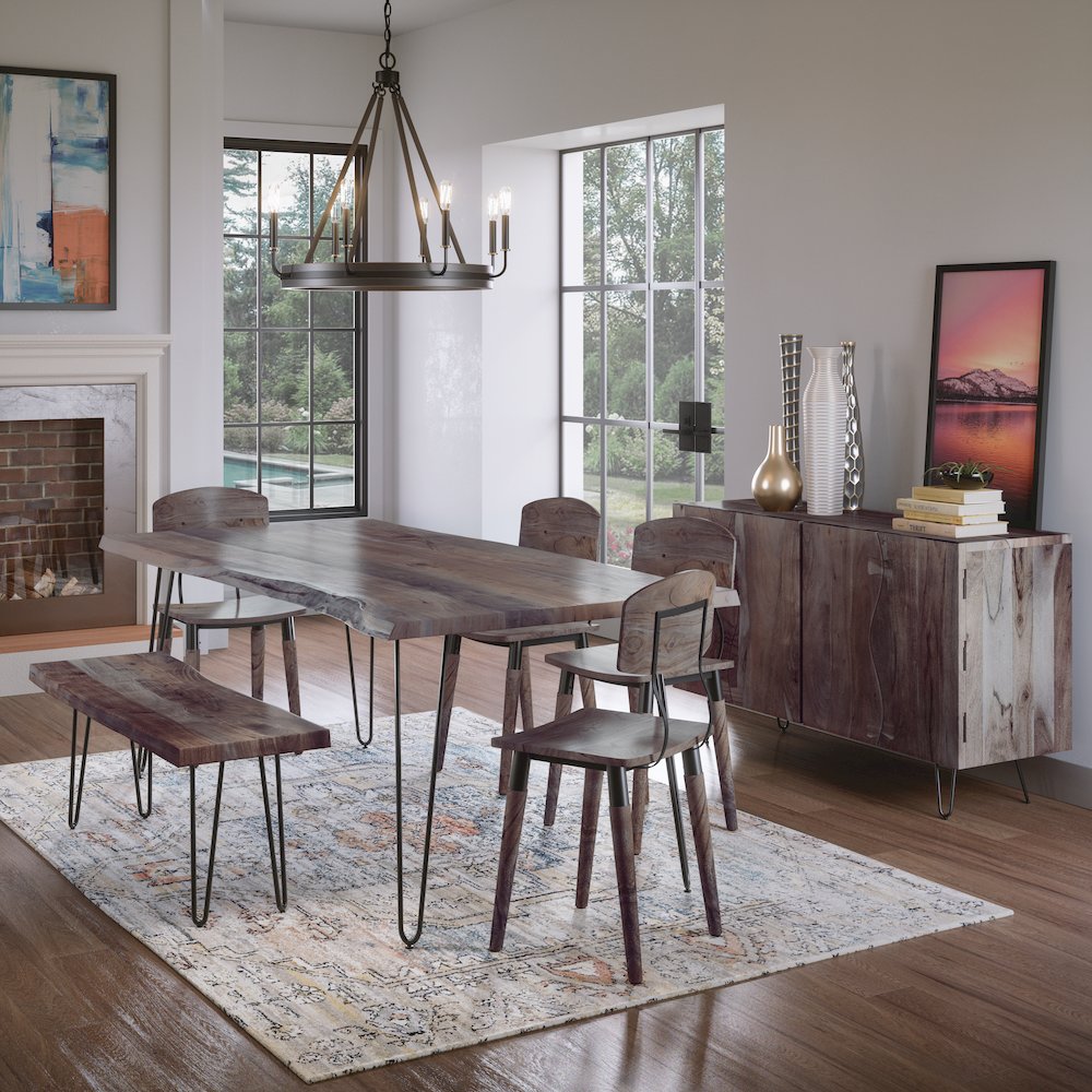 Nature's Edge Solid Acacia 79" Modern Live Edge Dining Table