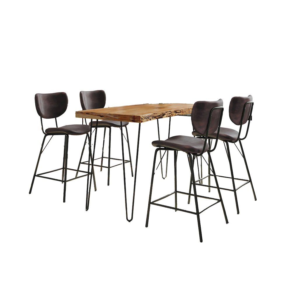 Solid Acacia Five Piece Counter Height Dining Set