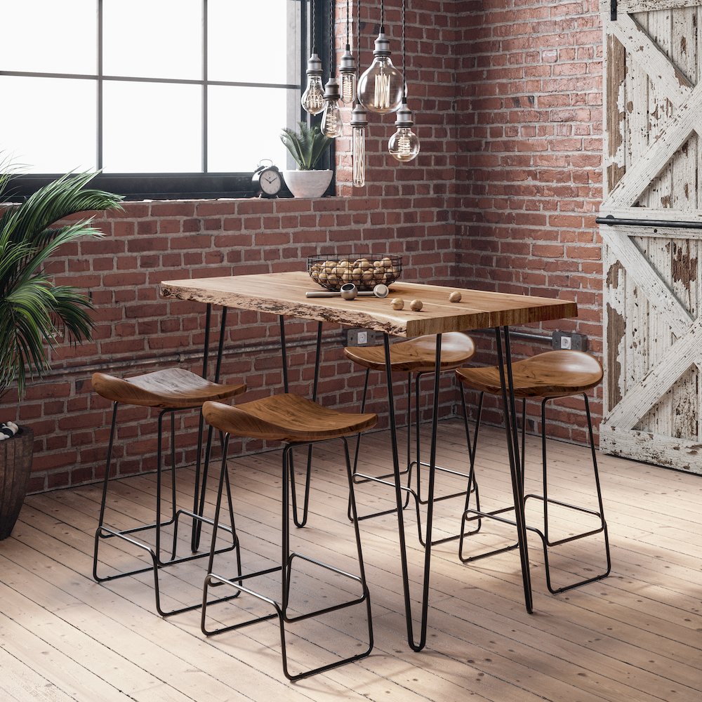 Nature's Edge Solid Acacia Counter Height Backless Stool (Set of 2)