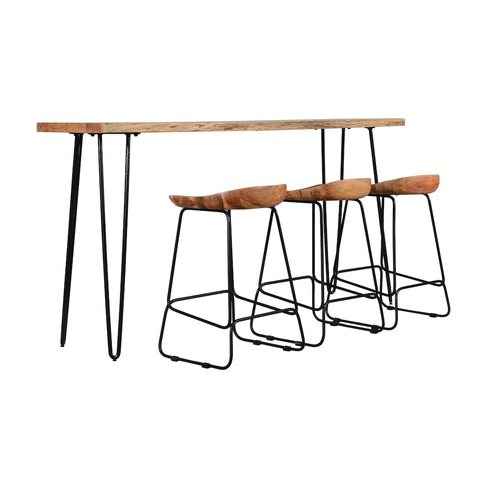 Nature's Edge Solid Acacia Four Piece 72" Counter Height Dining Set
