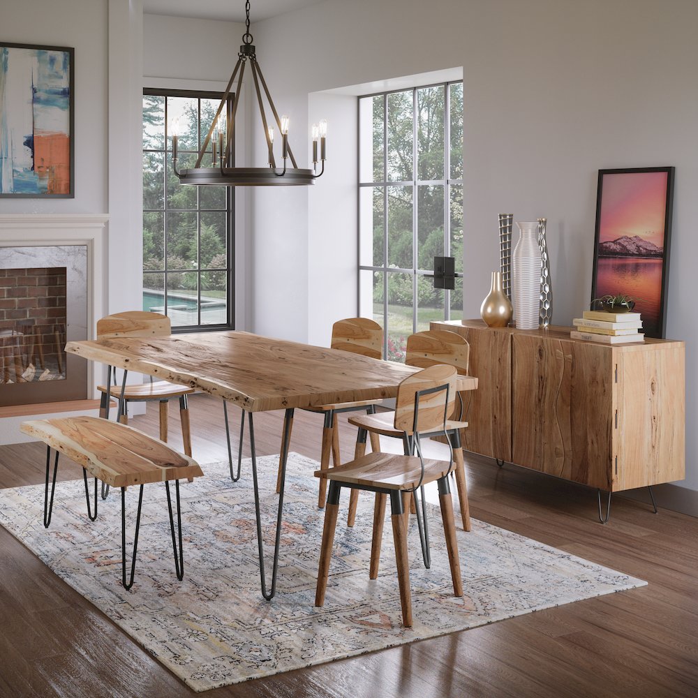 Nature's Edge Solid Acacia 79" Modern Live Edge Dining Table