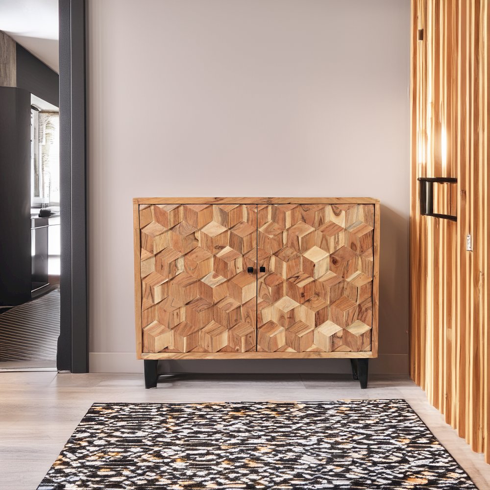 Geometrix 43" Modern Abstract Cube Style Accent Cabinet