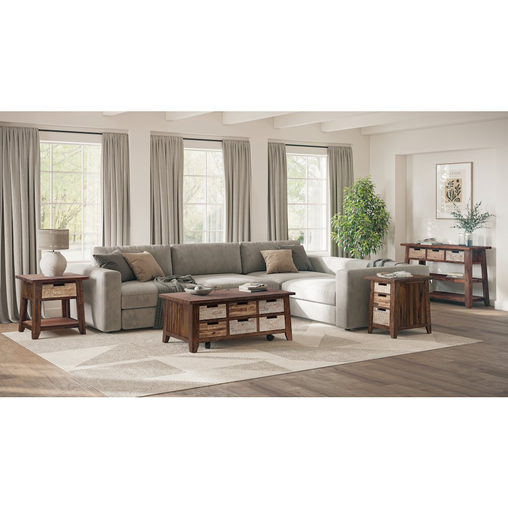 Painted Canyon Rustic Solid Acacia End Table