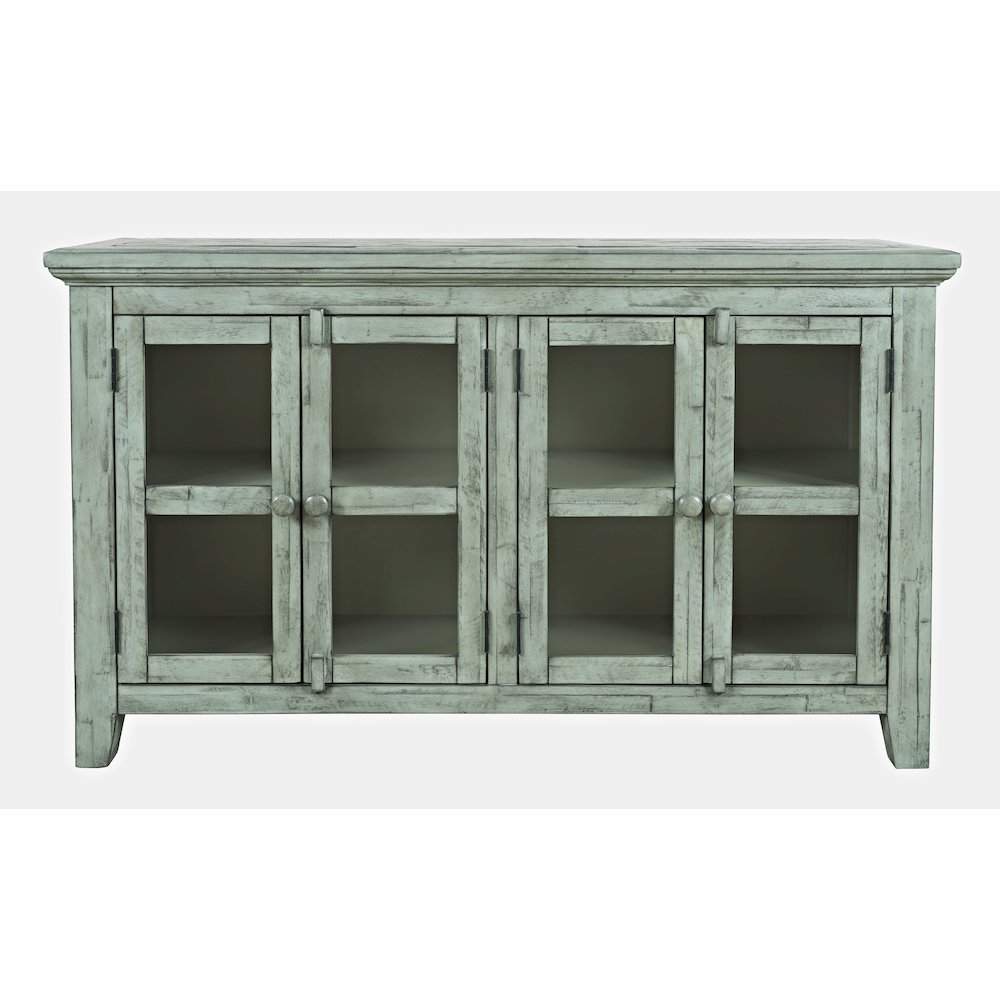 Rustic Shores 54" Coastal Distressed Acacia Four-Door Credenza Cabinet