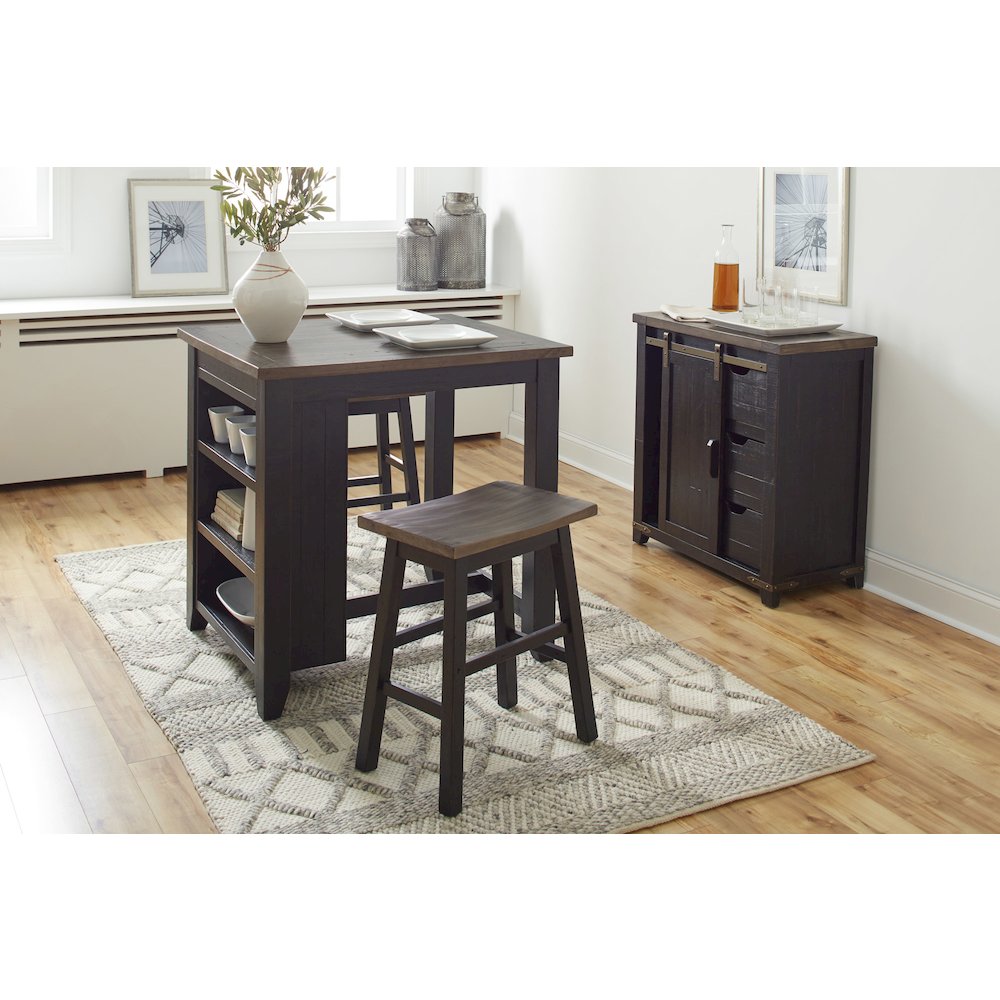 Rustic Reclaimed Solid Wood Farmhouse 3 Piece Counter Height Dining Set