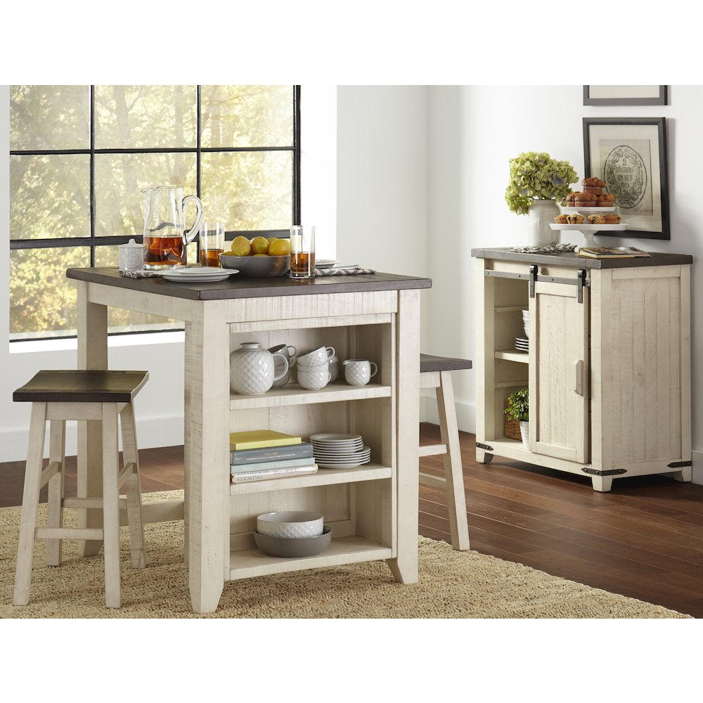 Rustic Reclaimed Solid Wood Farmhouse 3 Piece Counter Height Dining Set