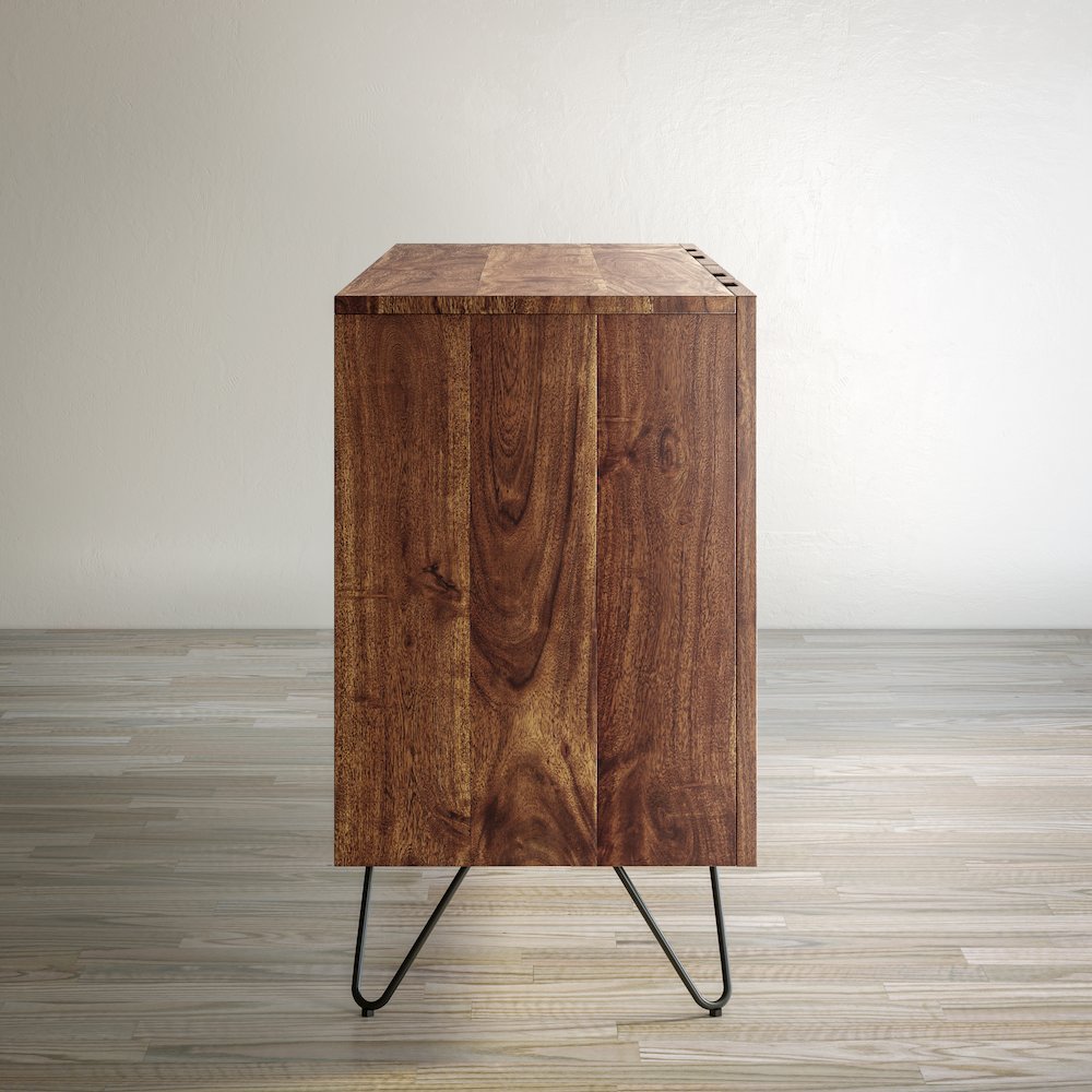 Nature's Edge Solid Acacia 54-Inch Modern Server Storage Cabinet