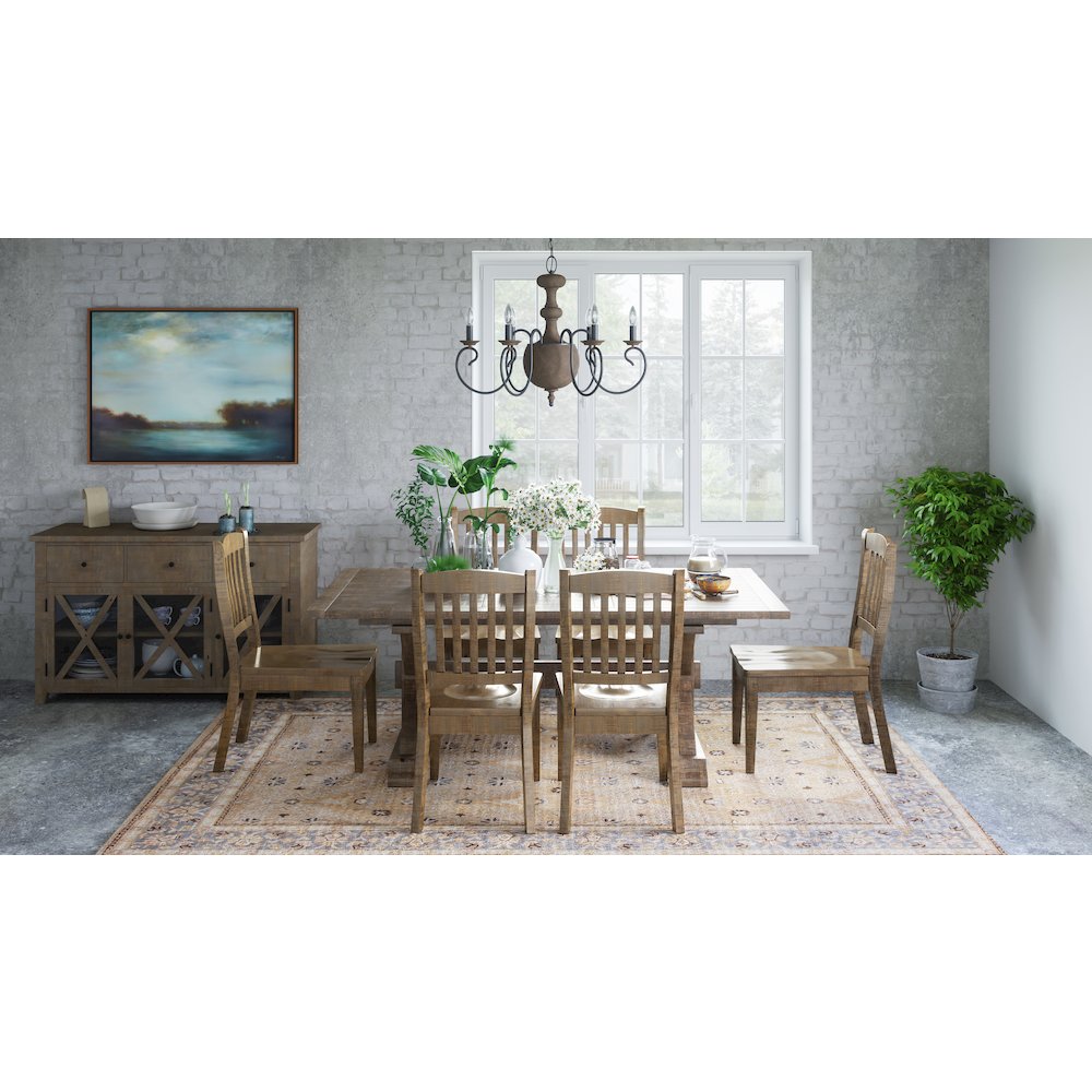 Solid Wood 78" Seven-Piece Counter Height Dining Set with Slat Chairs