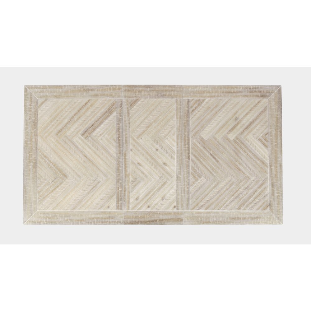 Fairview Transitional Herringbone Distressed Acacia Extension 78" Dining Table