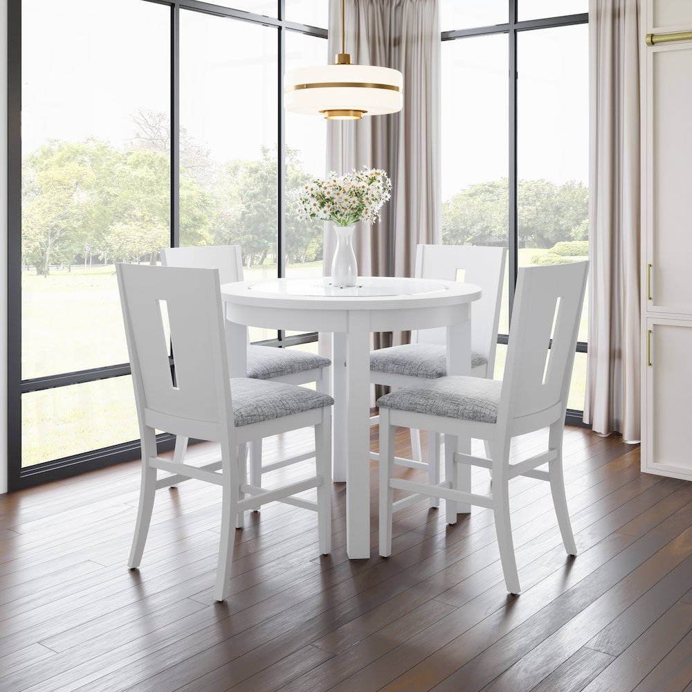 Urban Icon Contemporary 42" Round Counter Height Glass Inlay Dining Table