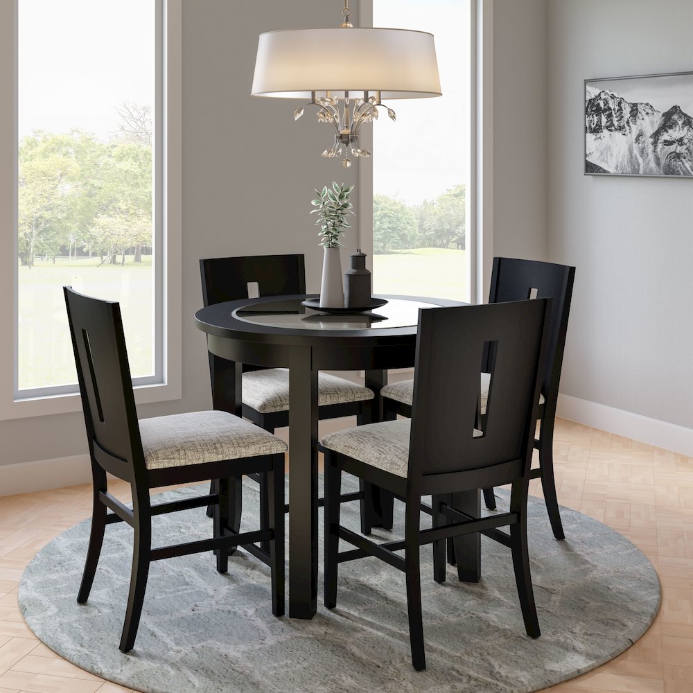 Urban Icon Contemporary 42" Round Counter Height Glass Inlay Dining Table