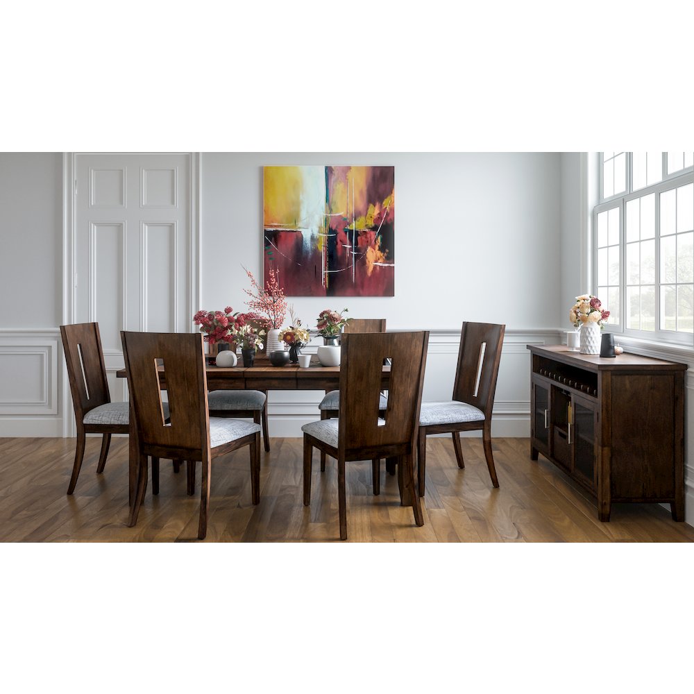 Urban Icon Contemporary 66" Seven-Piece Dining Set with Upholstered Chairs