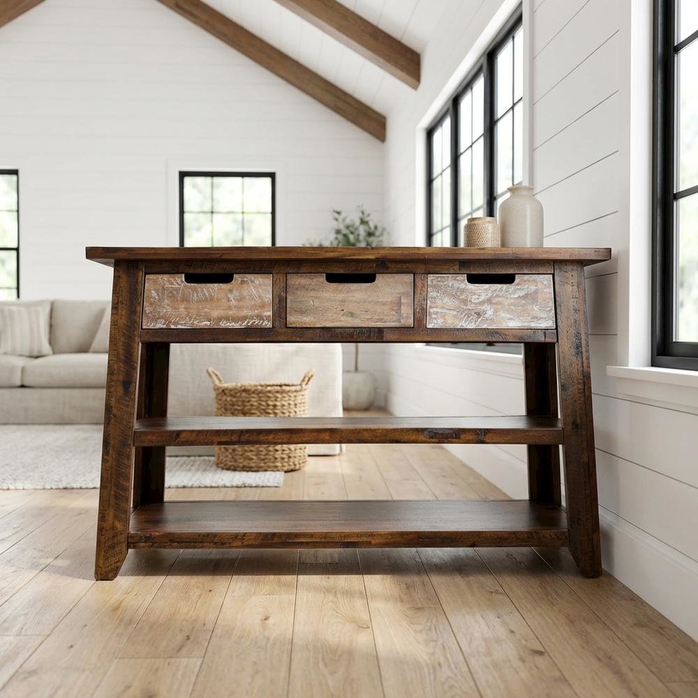 Painted Sofa Table, Rustic Scandinavian Console Table for Living Room