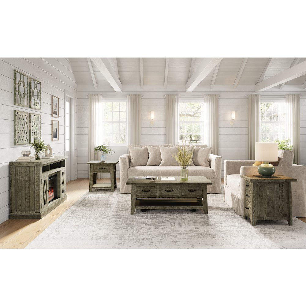Telluride Rustic Farmhouse Solid Wood End Table with Storage