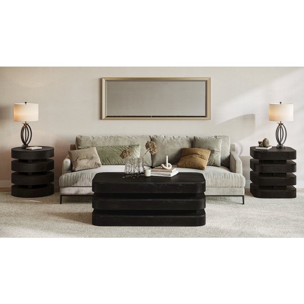 Brix Mid-Century Modern Floating Sculpture Layered Round End Table