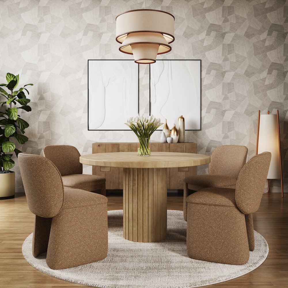 Breck Mid-Century Modern Curved Upholstered Dining Chair - Set of 2