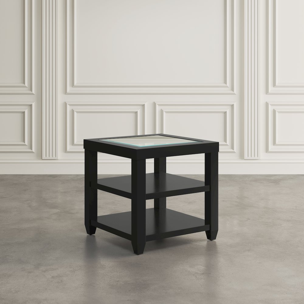 Urban Icon Contemporary Glass Inlay End Table with Storage