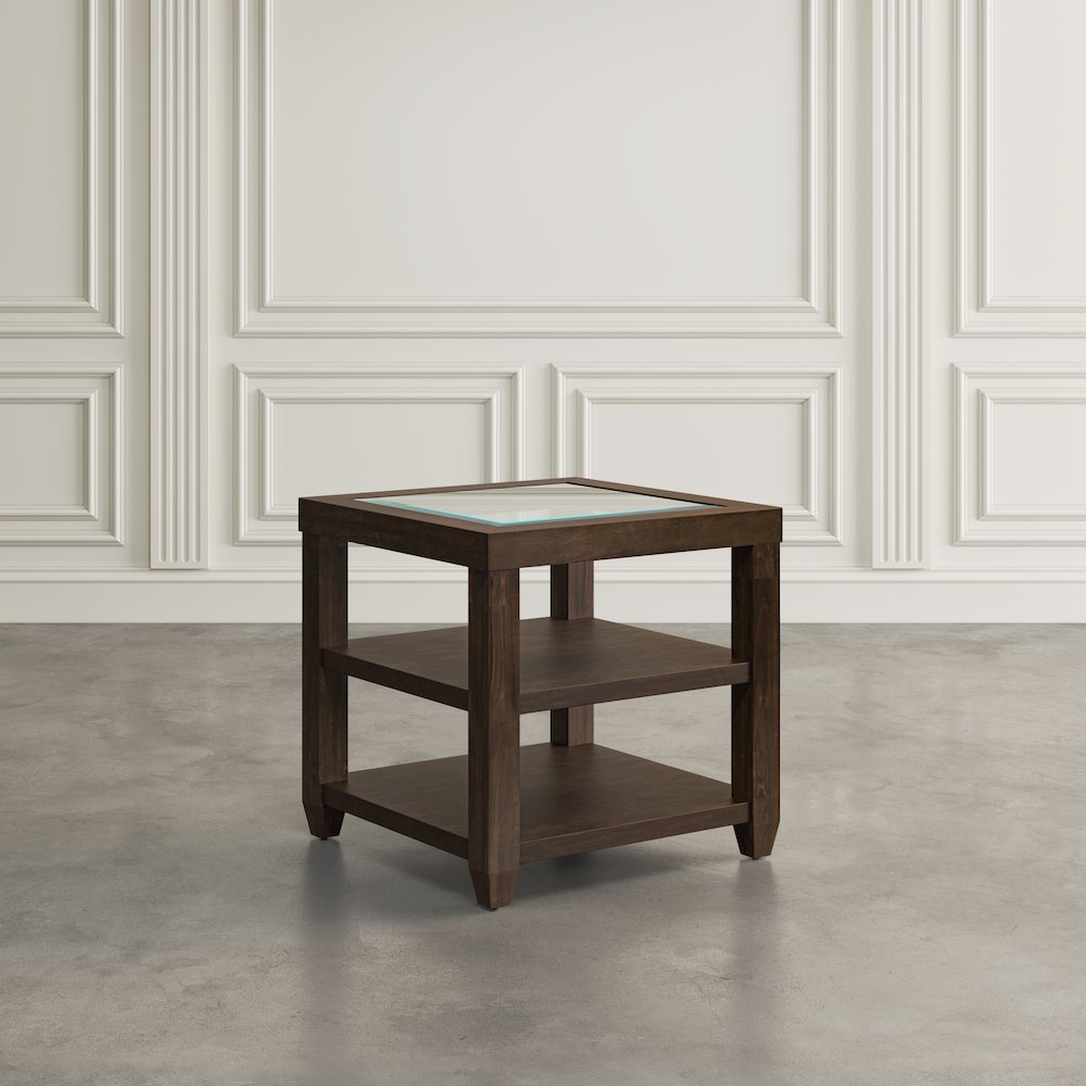 Urban Icon Contemporary Glass Inlay End Table with Storage