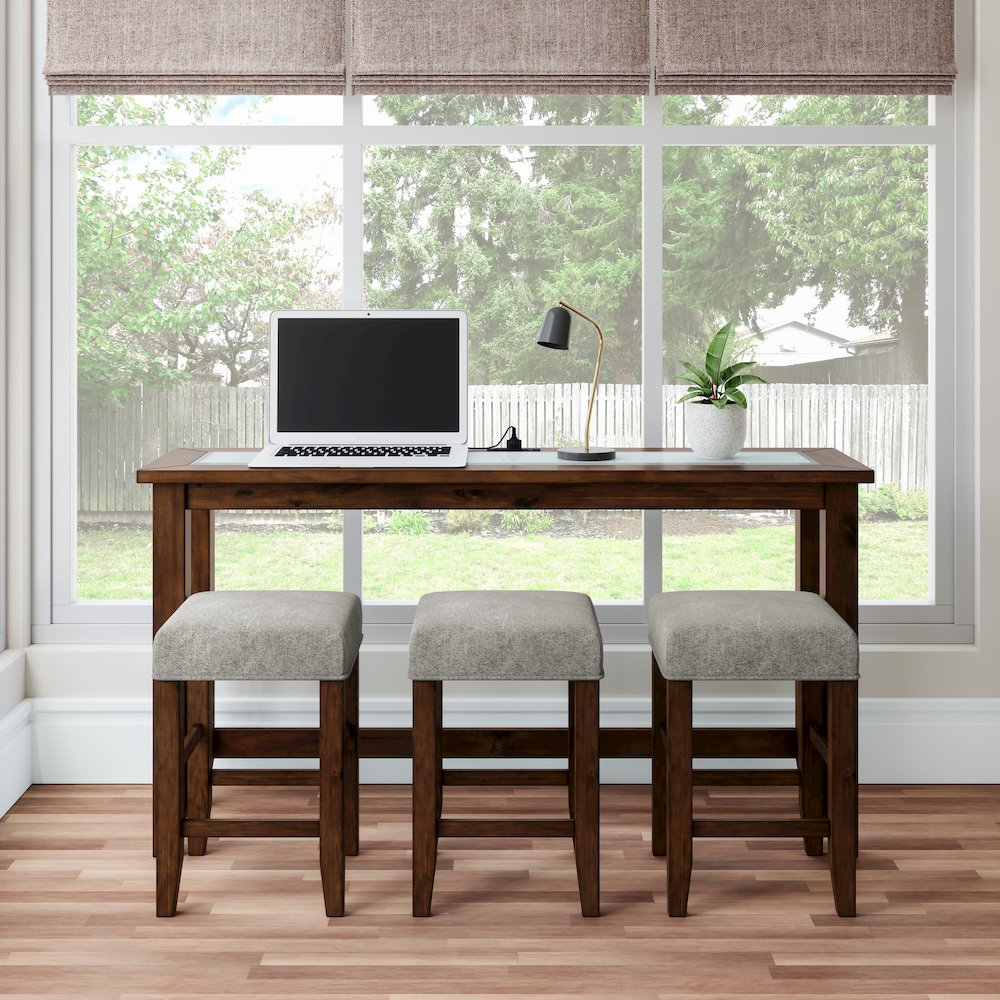 Contemporary 4 Piece Counter Height 66" Dining Table Set with USB Charging
