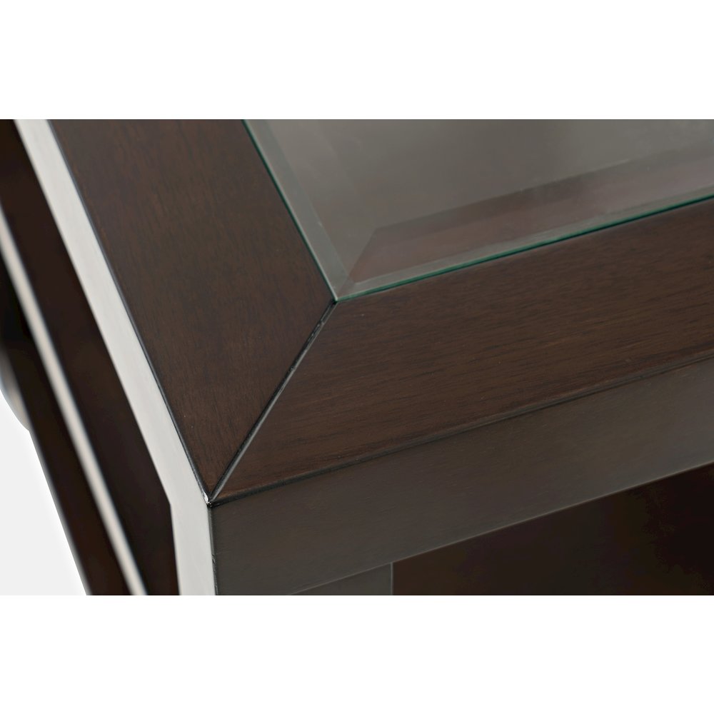 Urban Icon Contemporary Glass Inlay Chair Side End Table with Storage