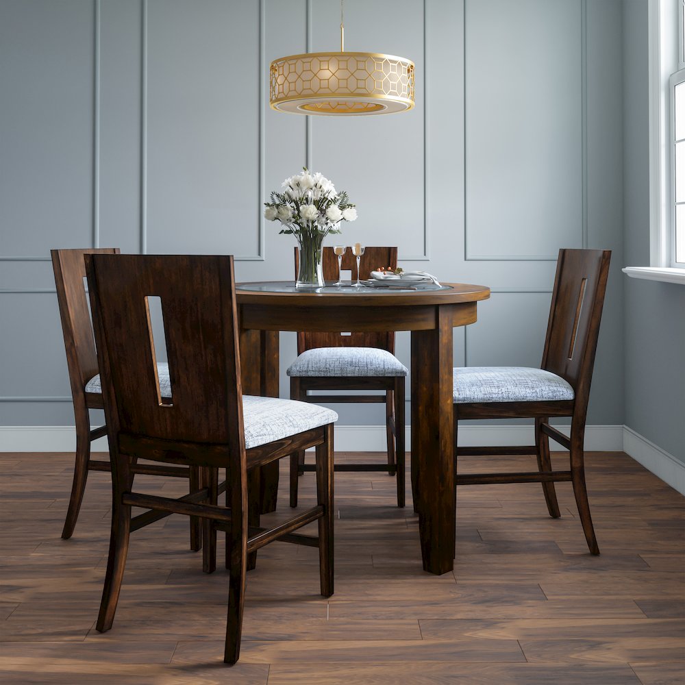 Urban Icon Contemporary 42" Round Counter Height Glass Inlay Dining Table