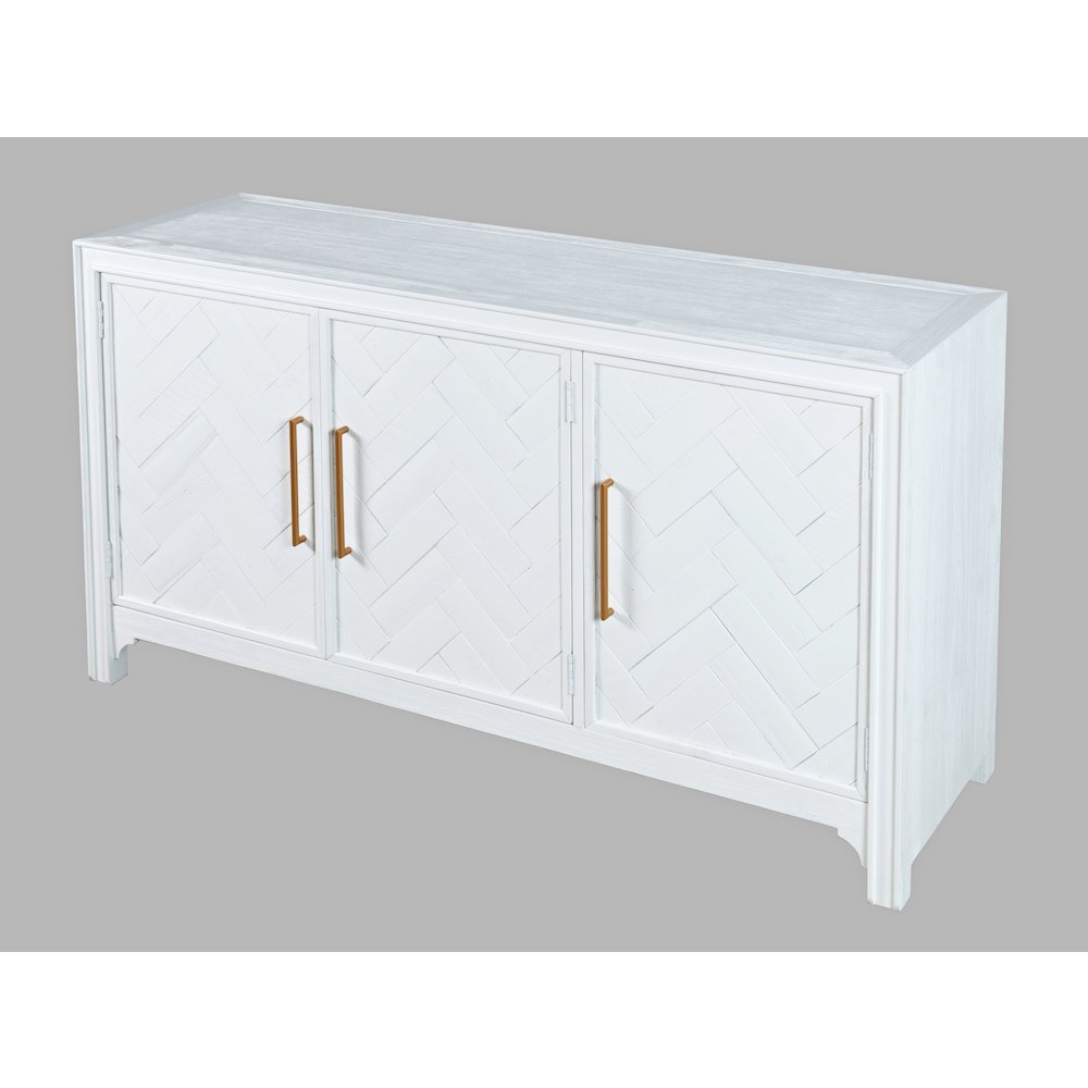 Gramercy Mid-Century Modern Chevron Three Door 60" Accent Cabinet