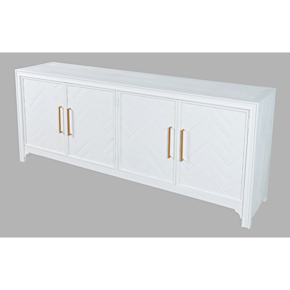 Gramercy Mid-Century Modern Chevron Four Door 79" Accent Cabinet