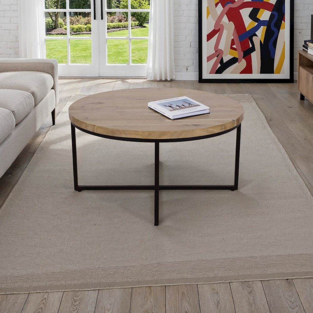 Ames Solid Wood Modern 36" Round Coffee Table