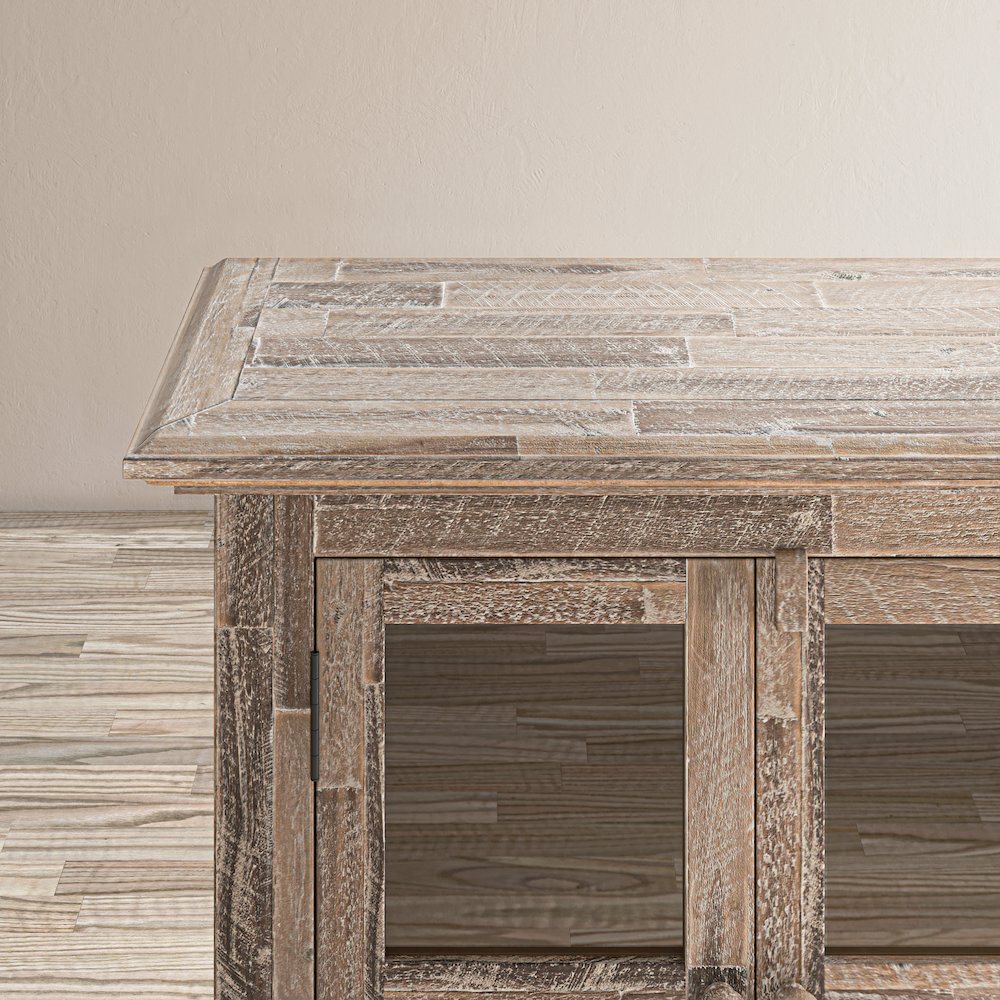 Rustic Shores 54" Coastal Distressed Acacia Four-Door Credenza Cabinet