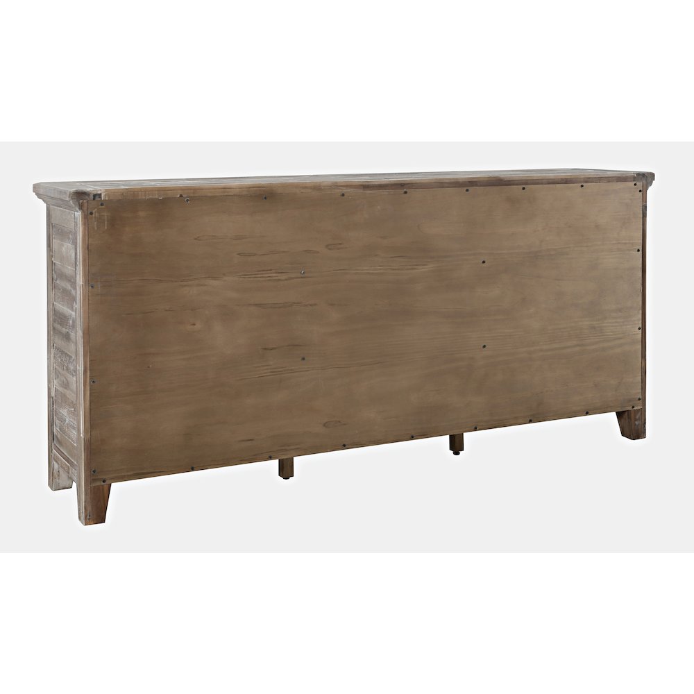 Rustic Shores 70" Coastal Distressed Acacia Six-Door Sideboard Cabinet