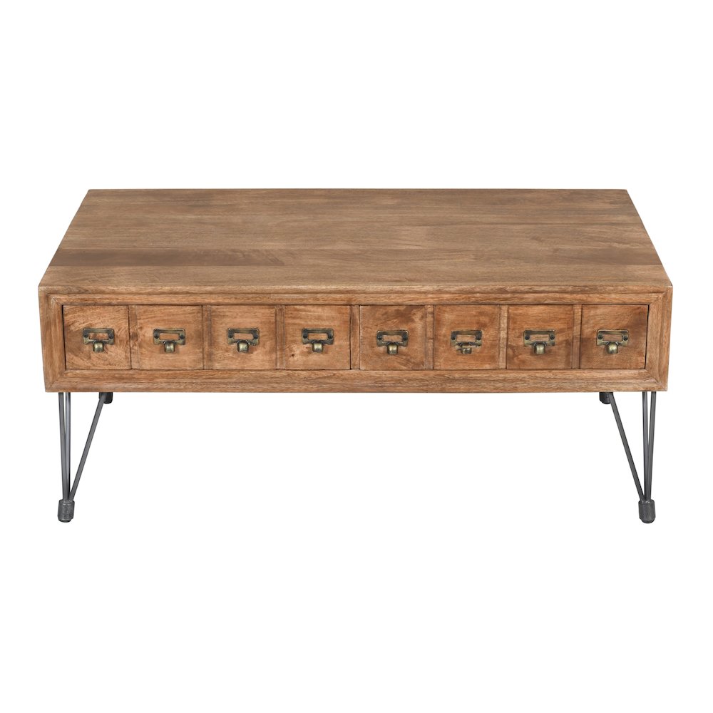 American Vintage Solid Wood Coffee Table with Apothecary Drawers