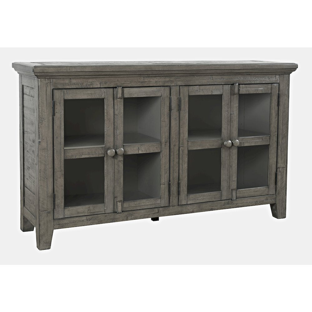 Rustic Shores 54" Coastal Distressed Acacia Four-Door Credenza Cabinet