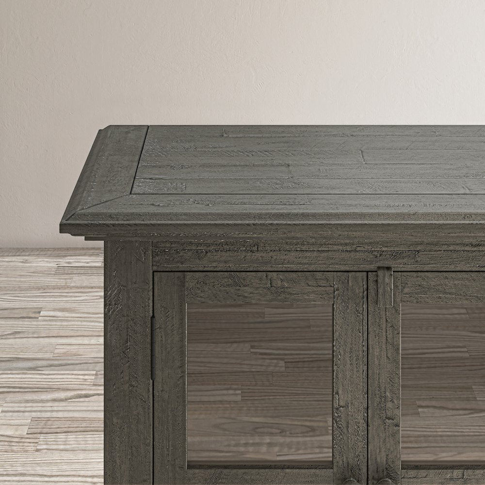 Rustic Shores 54" Coastal Distressed Acacia Four-Door Credenza Cabinet