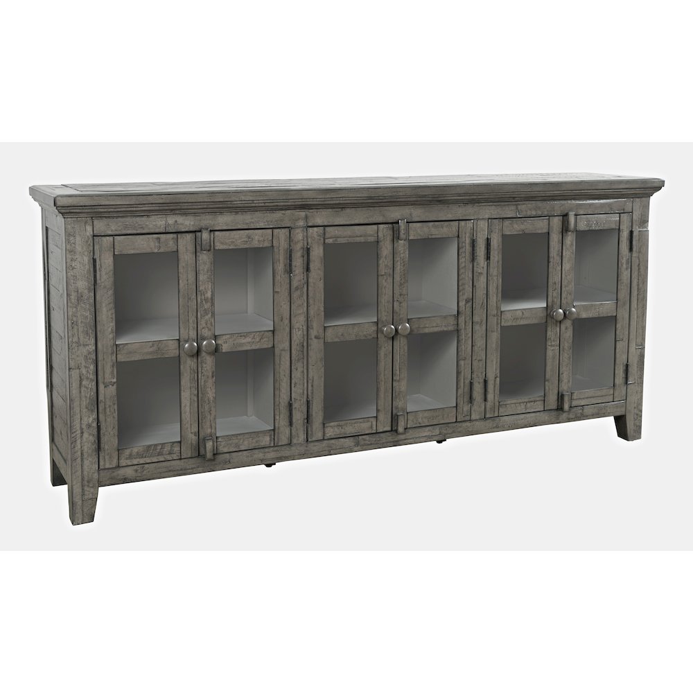 Rustic Shores 70" Coastal Distressed Acacia Six-Door Sideboard Cabinet