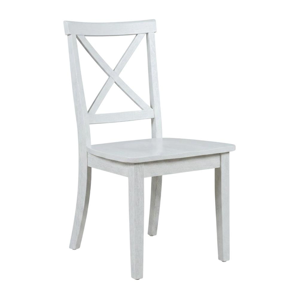 Acacia Veneer X-Back Dining Chairs, Wire-Brushed Coastal Wood, Brushed White