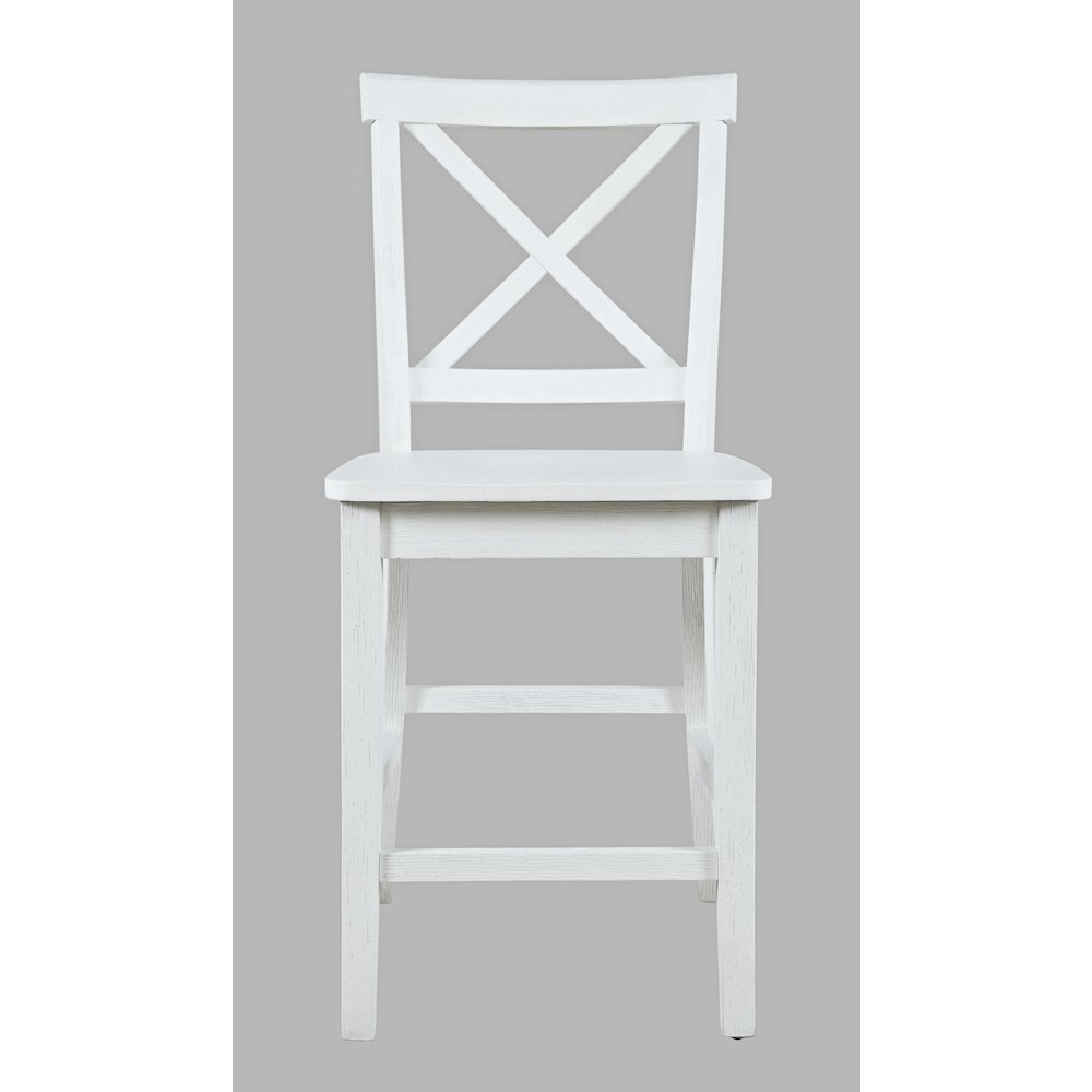 Eastern Tides Coastal Wire-Brushed Wood X-Back Counter Barstool (Set of 2)