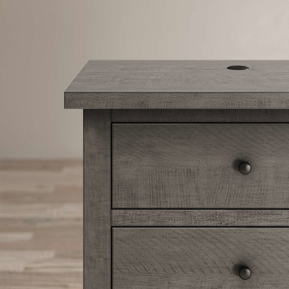Maxton Contemporary Coastal Distressed Wood USB Charging Nightstand