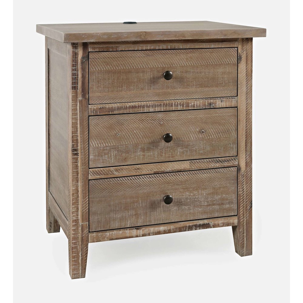 Maxton Contemporary Coastal Distressed Wood USB Charging Nightstand