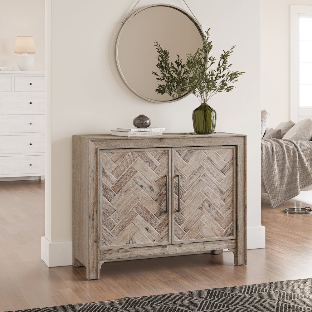 Gramercy Mid-Century Modern Chevron Two Door 40" Accent Chest