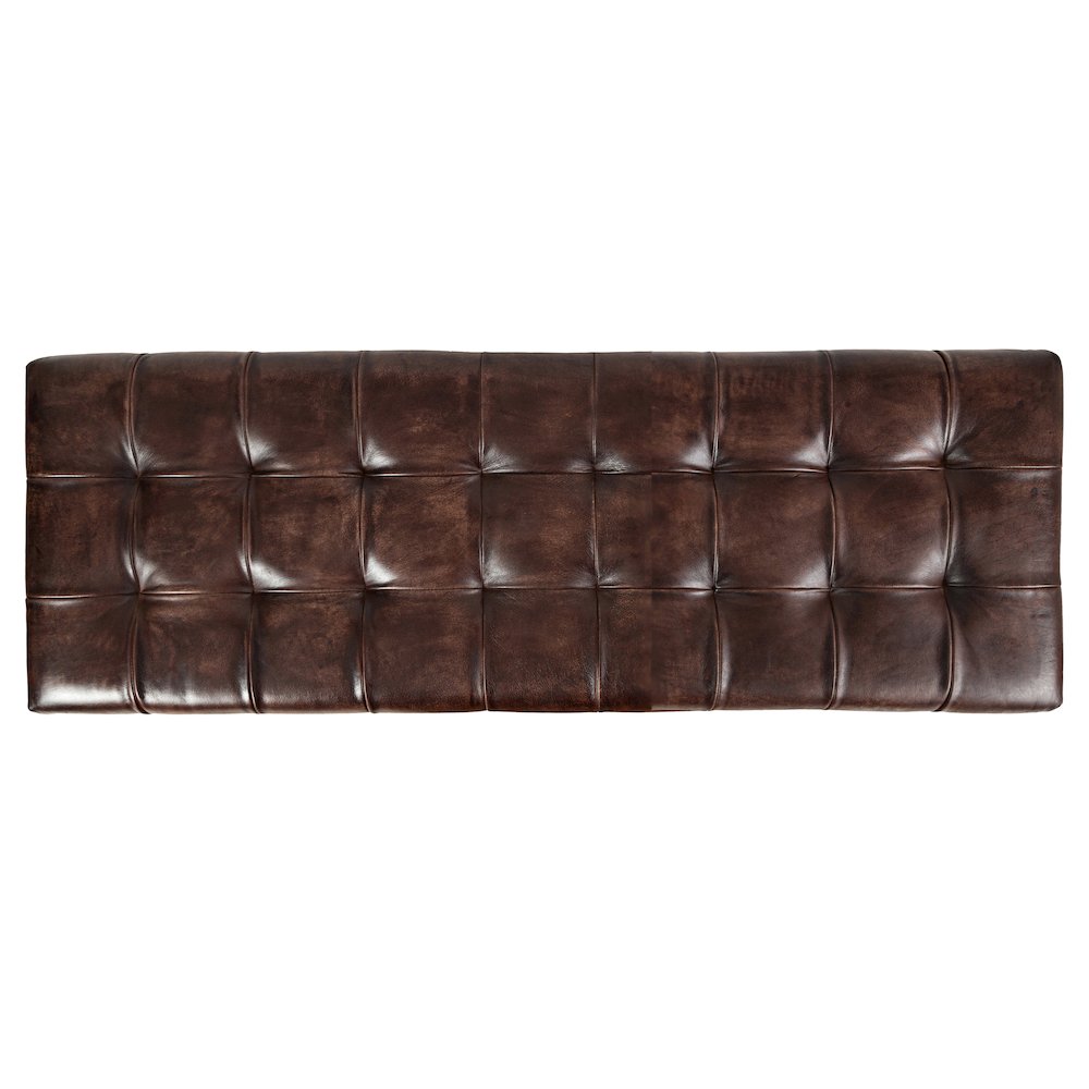 Global Archive 50" Genuine Distressed Leather Mid-Century Modern Ottoman Bench