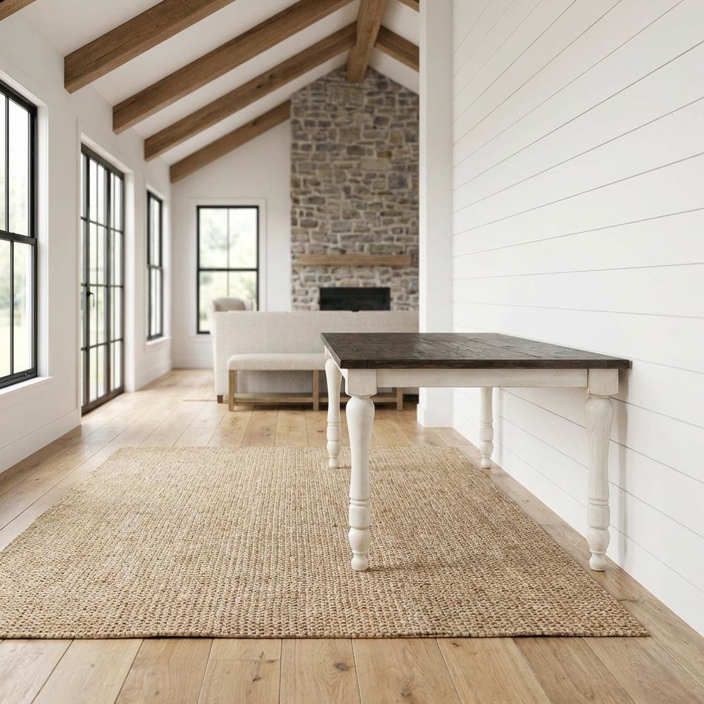 Rectangle Extendable Dining Table, Farmhouse Kitchen Table for Dining Room