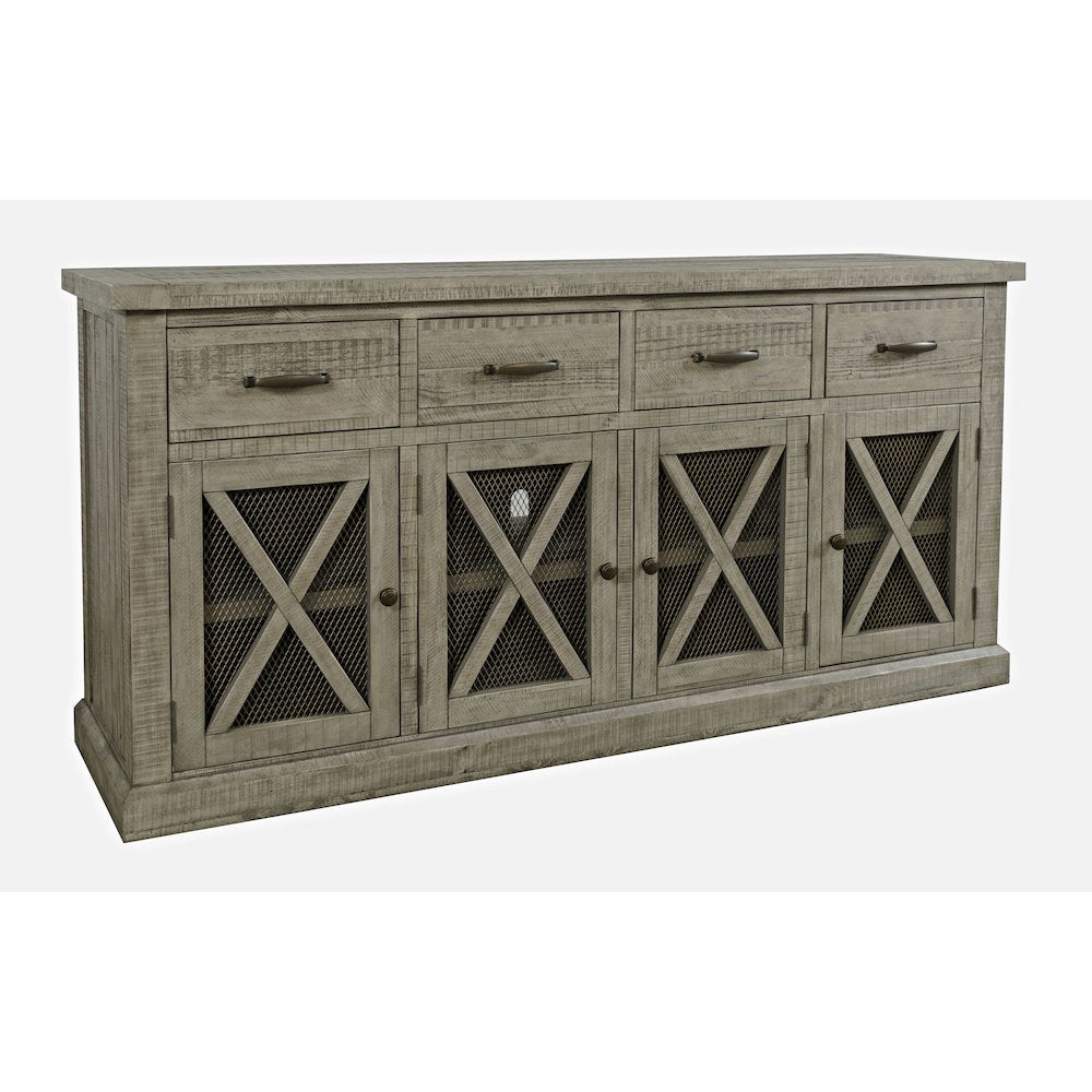 70" Rustic Distressed Solid Wood Farmhouse Four Drawer Sideboard Buffet Server
