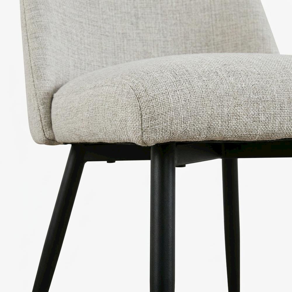 Polyester-Upholstered Modern Dining Chairs with Iron Legs, Grey, Set of 2