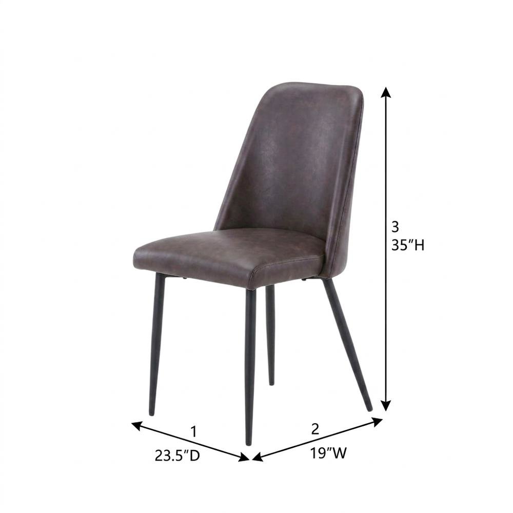 Faux Leather Upholstered Mid-Century Modern Dining Chair, Dark Brown, Set of 2