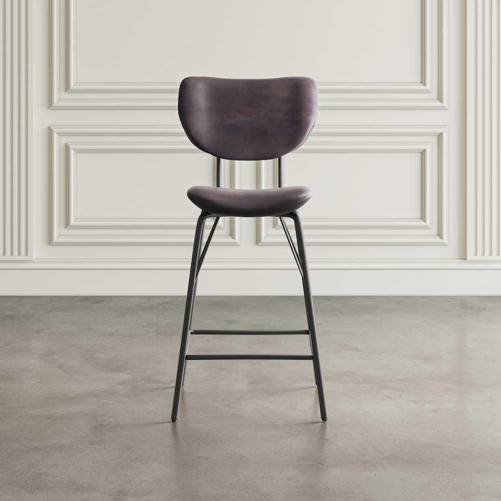 Modern Faux Leather Split-Back Upholstered Counter Height Barstool (Set of 2)